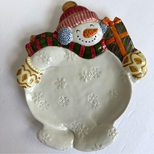 Fitz and Floyd Frosty Folks Snowman Canapé Cookie Christmas Serving Plate